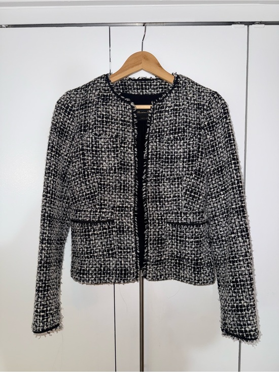 Massimo Jackets & Blazers - Massimo Black and White Tweed Collarless Blazer